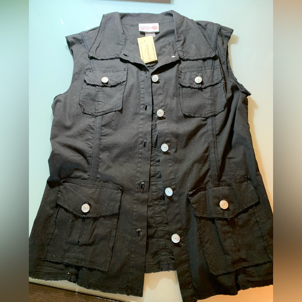 Black Button-Up sleeveless handmade shirt XCVI